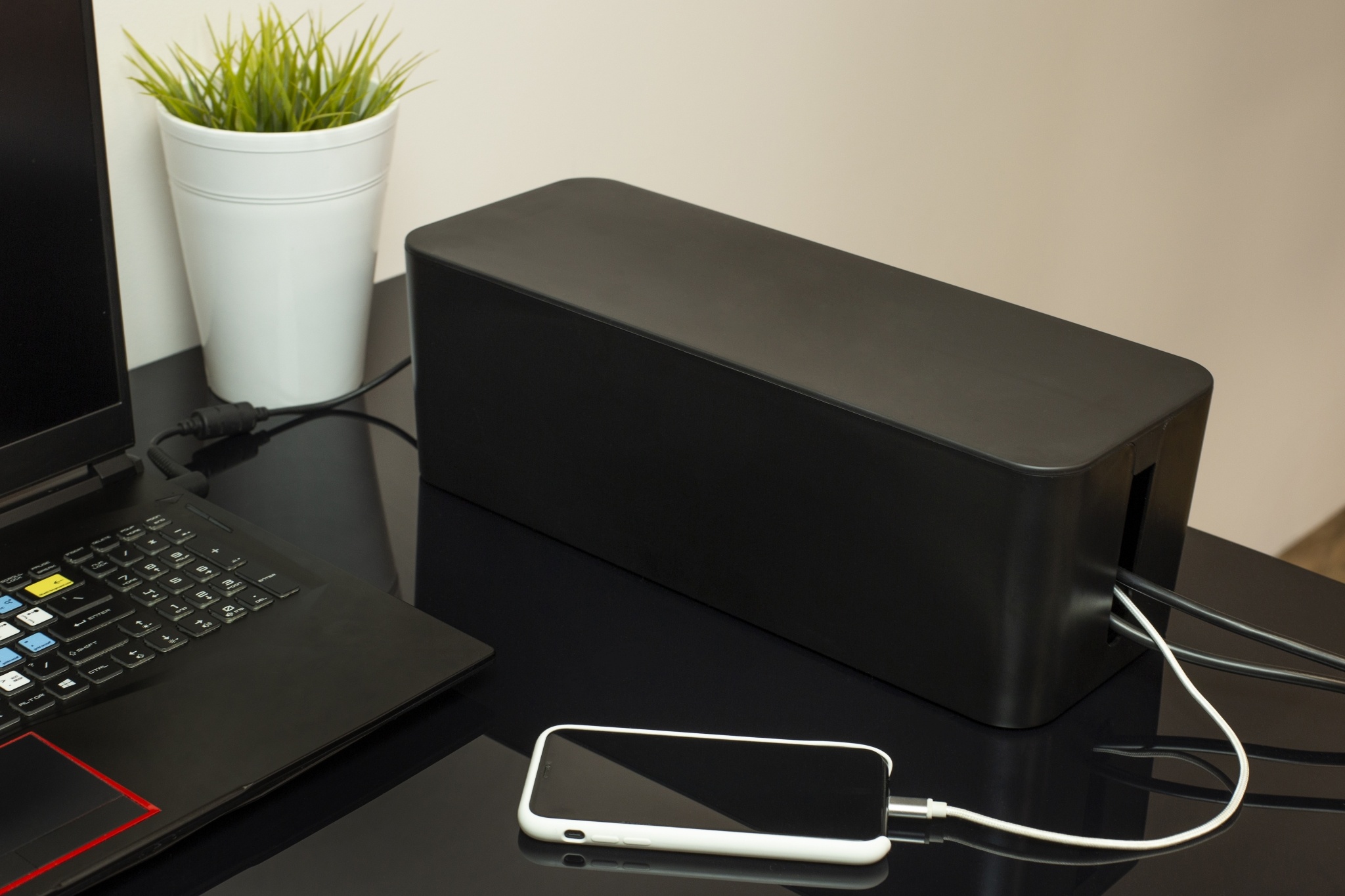 Dustproof Cable Storage and Management Box Cord Organizer, Black