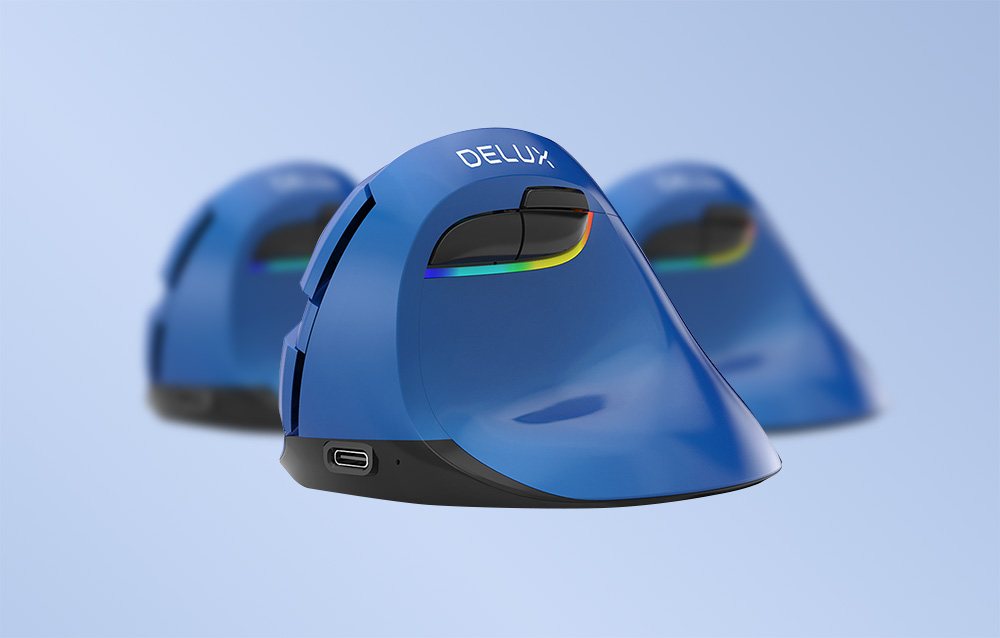 Беспроводная Вертикальная Компьютерная Мышка Delux M618Mini BT4.0 + 2.4Ghz...