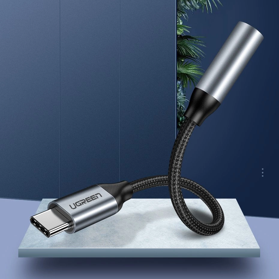 UGREEN USB-C на 3,5 мм AUX MiniJack Кабель-Переходник, Черный | USB-C to 3.5 mm Female Adapter