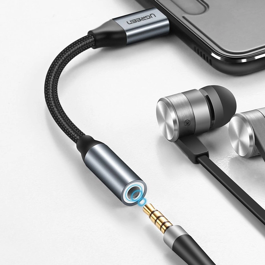 UGREEN USB-C на 3,5 мм AUX MiniJack Кабель-Переходник, Черный | USB-C to 3.5 mm Female Adapter