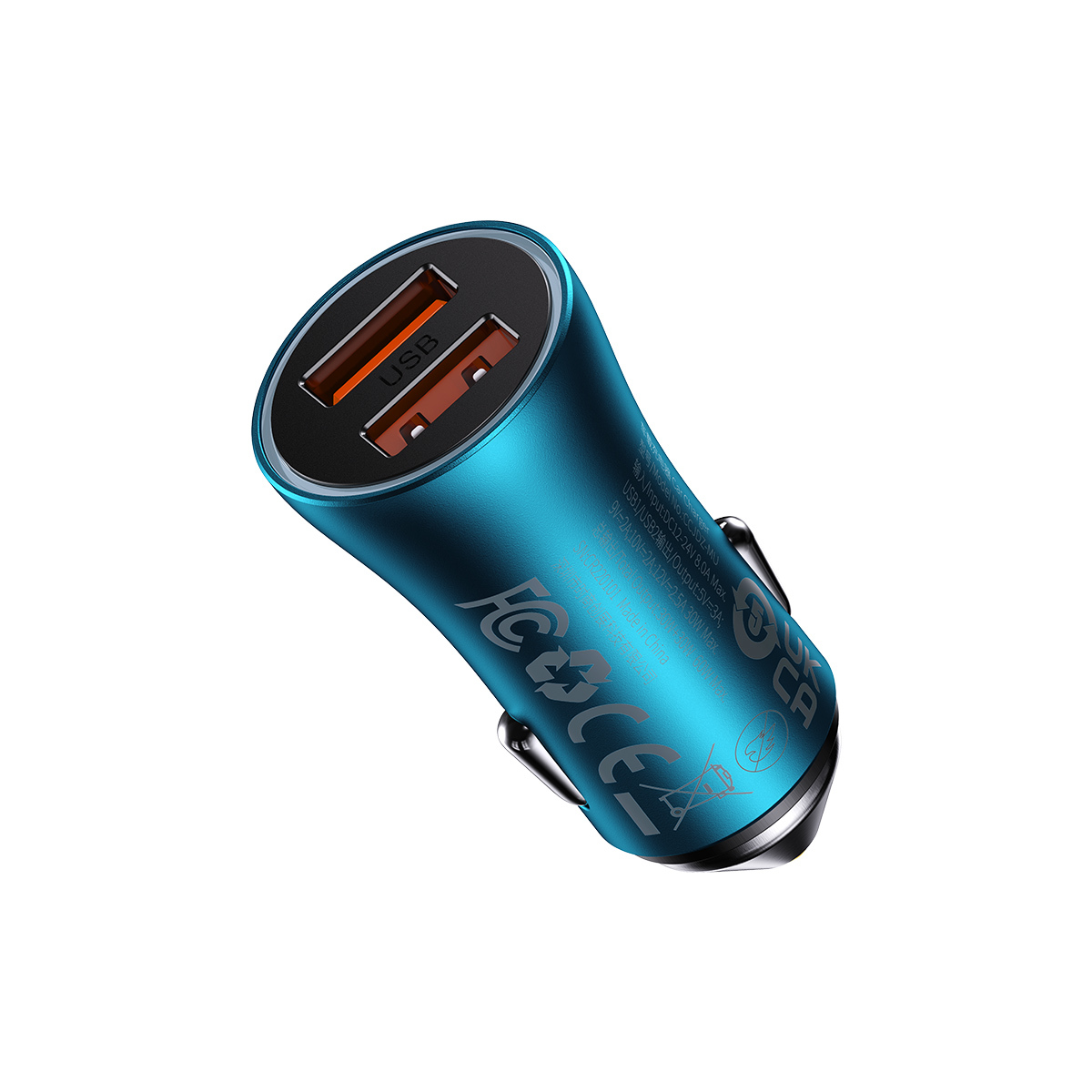 Baseus Golden Contactor Max Car Charger 2x USB 60W, Blue | Automašīnas Telefona Lādētājs, Uzlādes Ierīce