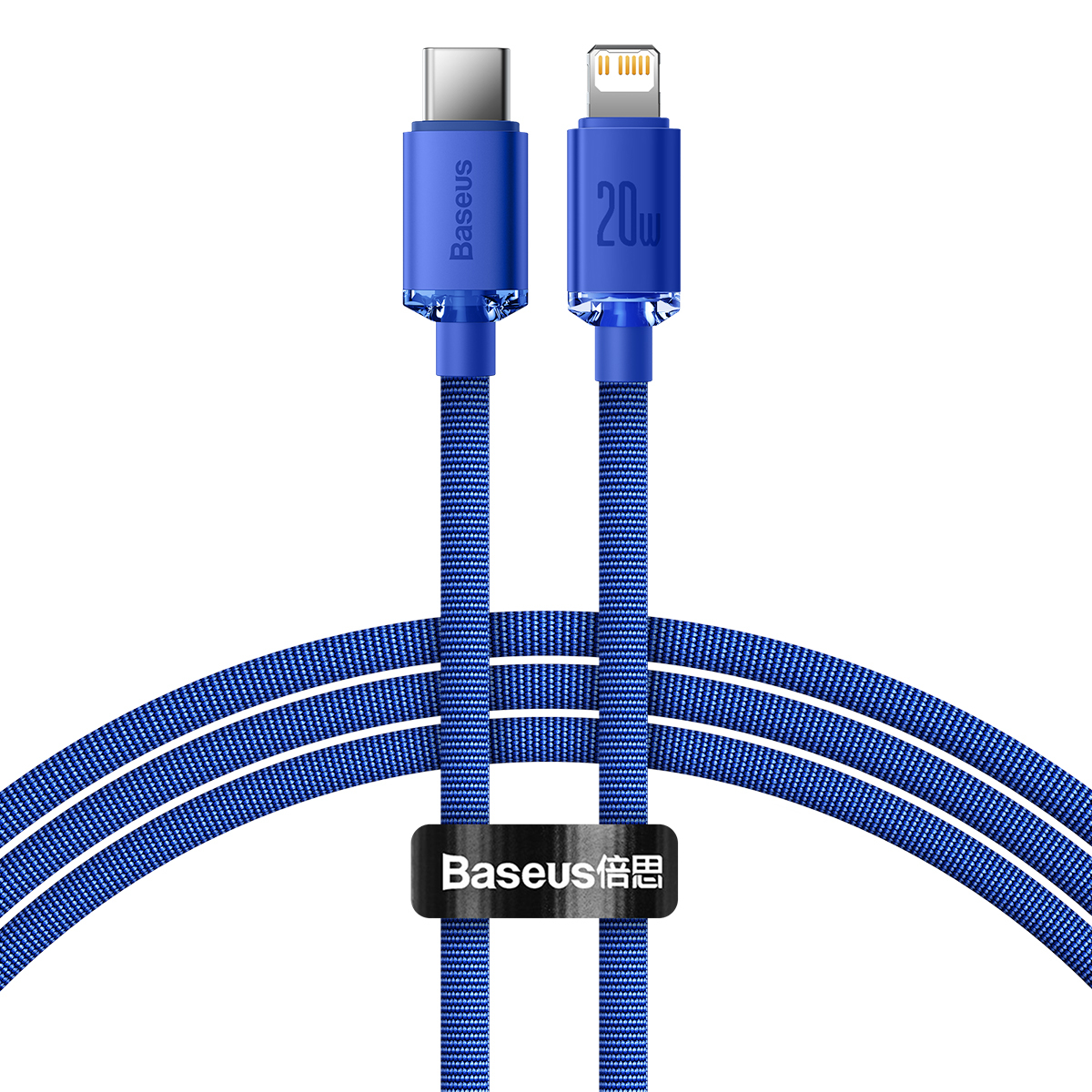 Baseus Crystal Shine USB Type C to Apple iPhone Lightning Data Charging Cable, PD, 20W, 1.2m, Blue | Lādētājvads...