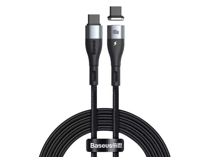 Baseus Zinc USB Type C to USB Type C Magnetic Charging Cable,100W, 1.5m | Magnētisks Lādētājvads Kabelis