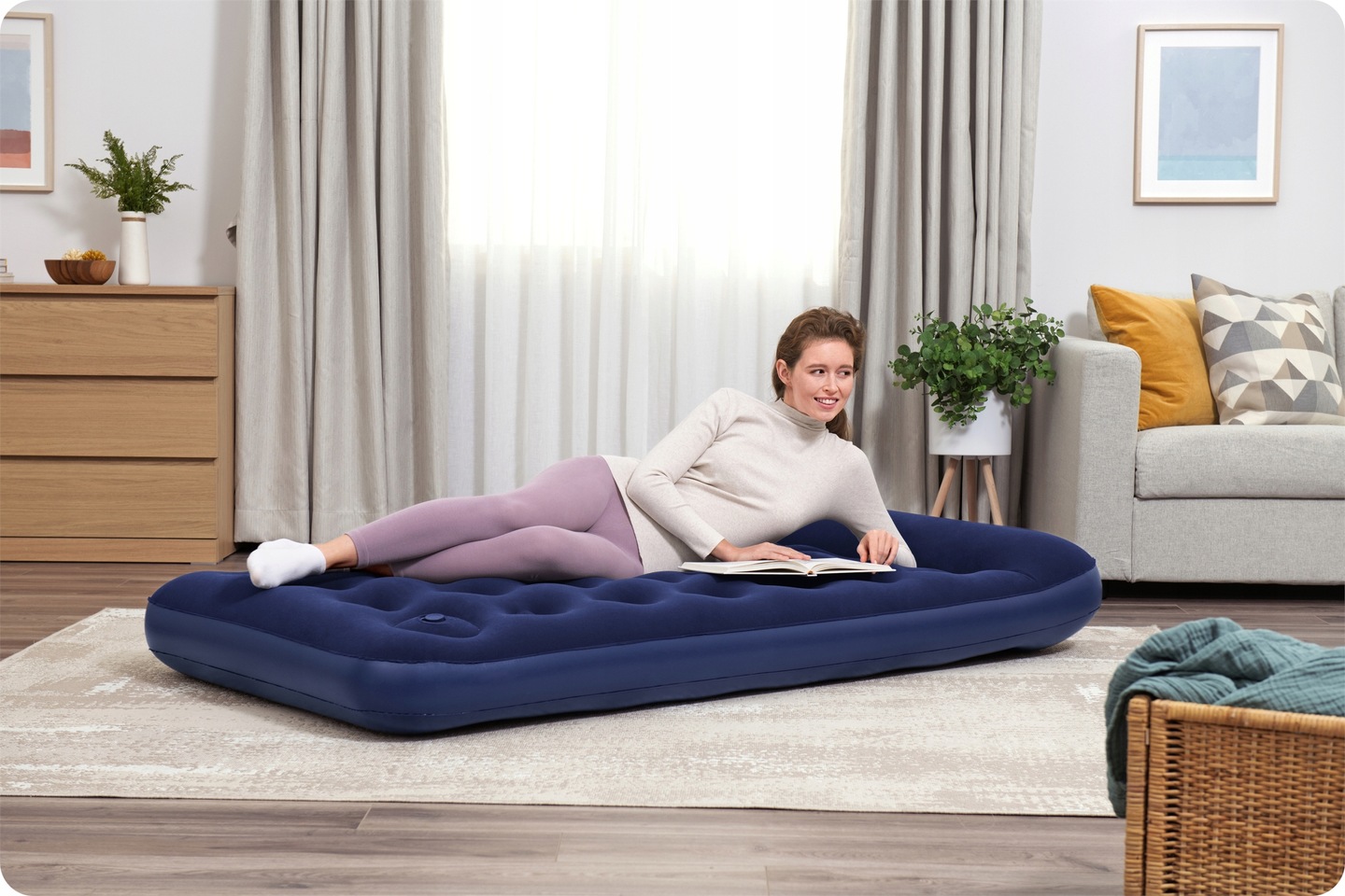 Bestway 67004 Double Air Mattress 203x183x22 cm, Navy Blue