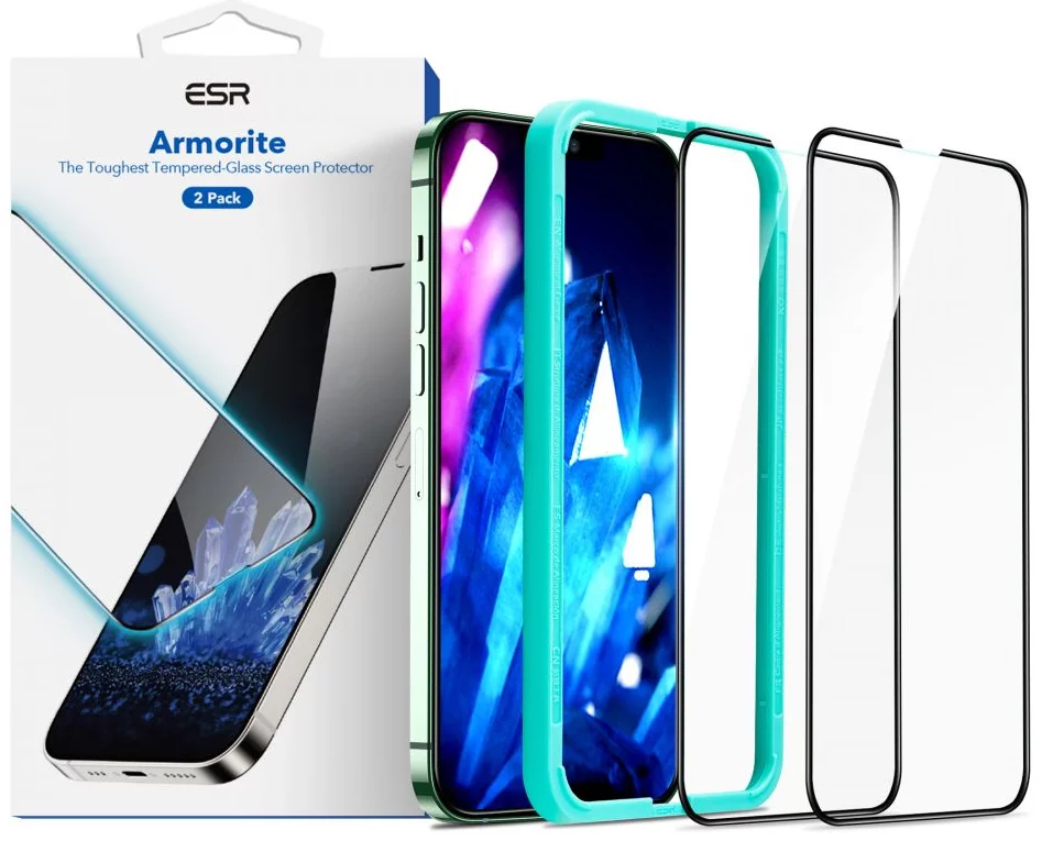 Apple iPhone 13 mini 5.4'' ESR Armorite Tempered Glass Screen Protector, Black, 2 pcs. | Telefona Ekrāna Aizsargstikls...