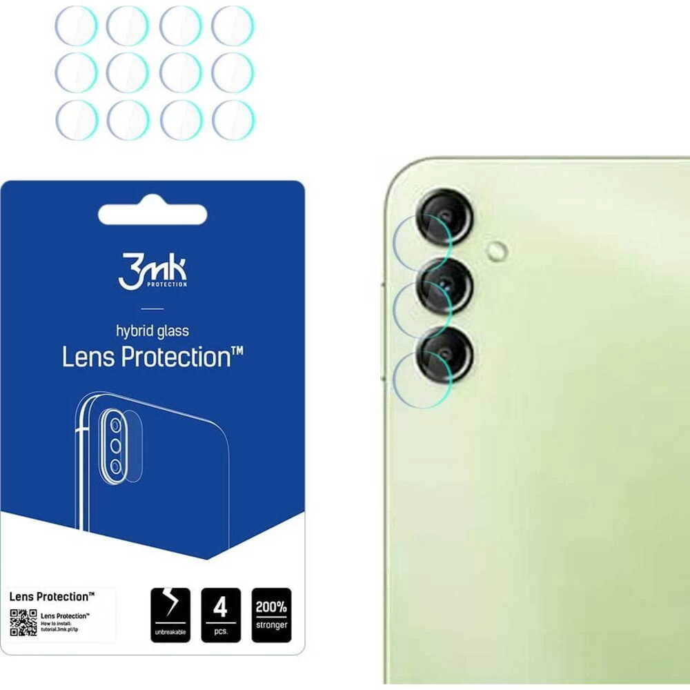 Samsung Galaxy A14 5G (SM-A146) / 4G (SM-A145F/DSN) Aizmugurējās Kameras Aizsargstikls, 4 gab. | 3MK Lens Protection...