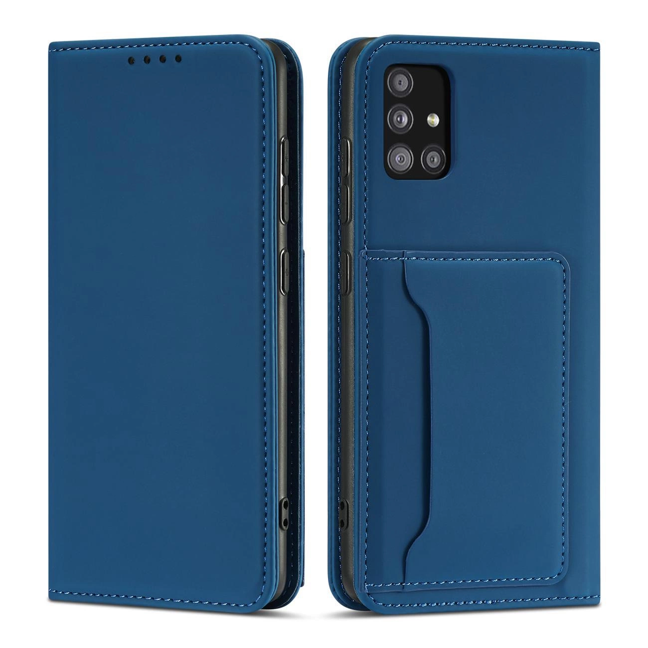 Samsung Galaxy A52 (SM-A525F/DS) / A52s (SM-A528B) Magnet Card Pouch Wallet Book Case Cover, Blue | Telefona Vāciņš...