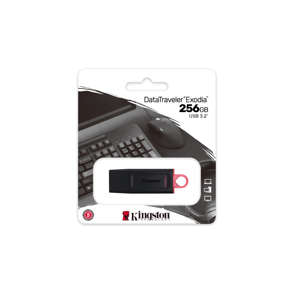 Kingston DataTraveler Exodia 256GB USB 3.2 Flash Drive, Black/Red