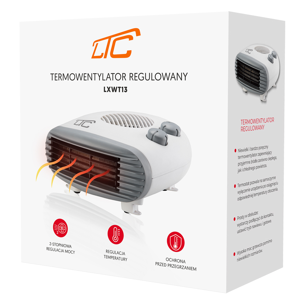 LTC Slim Elektriskais Telpas Sildītājs Apsildītājs Termoventilators, 1000W / 2000W | Electric Heater for Home Office