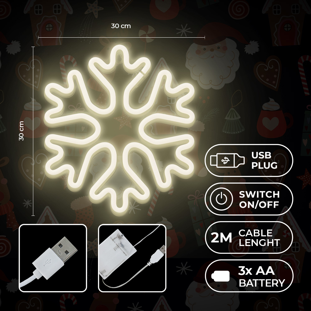 Forever Neon Декоративная Светодиодная Лампа Рисунок Освещение, Snowflake...