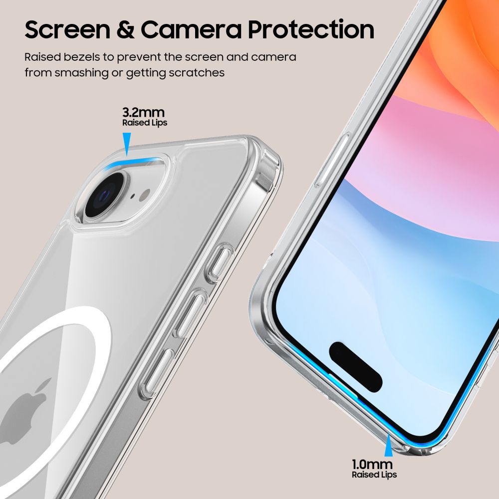 Apple iPhone 16e / 17e / SE (2025) 6.1\'\' Tech-Protect FlexAir Hybrid MagSafe Cover Case, Transparent