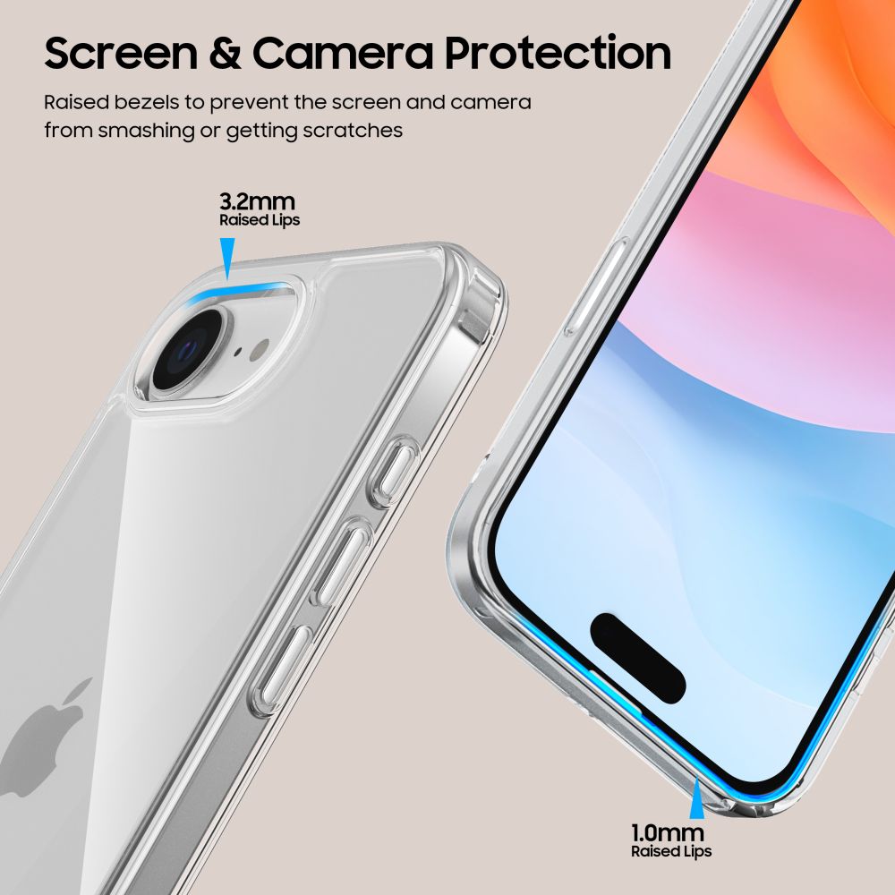 Apple iPhone 16e / 17e / SE (2025) 6.1\'\' Tech-Protect FlexAir Hybrid Cover Case, Transparent