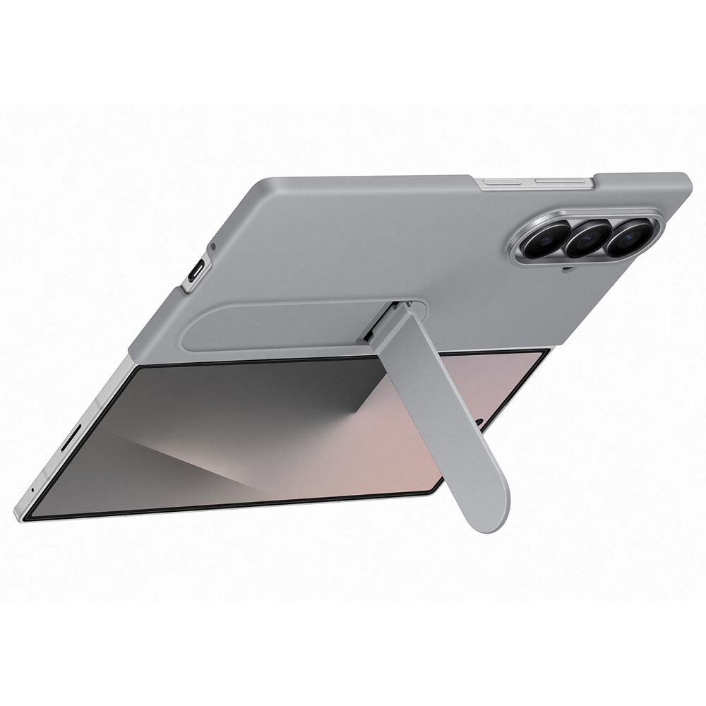Samsung Galaxy Z Fold7 vāciņš Silicone Case ar statīvu un turētāju, pelēks