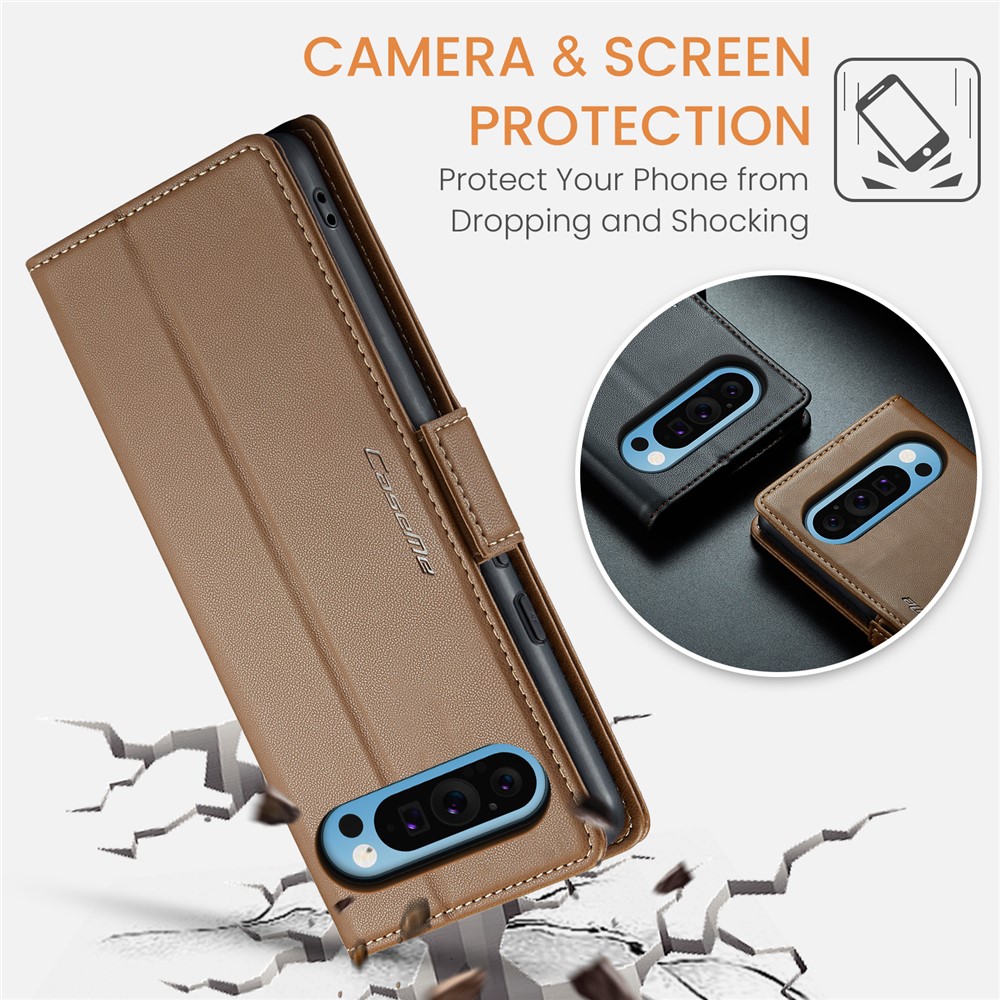 Google Pixel 9 Pro XL CASEME Wallet Magnetic Leather Case Cover, Brown | Telefona Vāciņš Maciņš Apvalks Grāmatiņa (1)