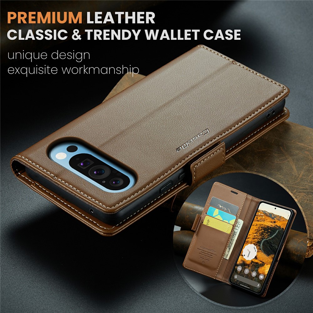 Google Pixel 9 Pro XL CASEME Wallet Magnetic Leather Case Cover, Brown | Telefona Vāciņš Maciņš Apvalks Grāmatiņa (2)