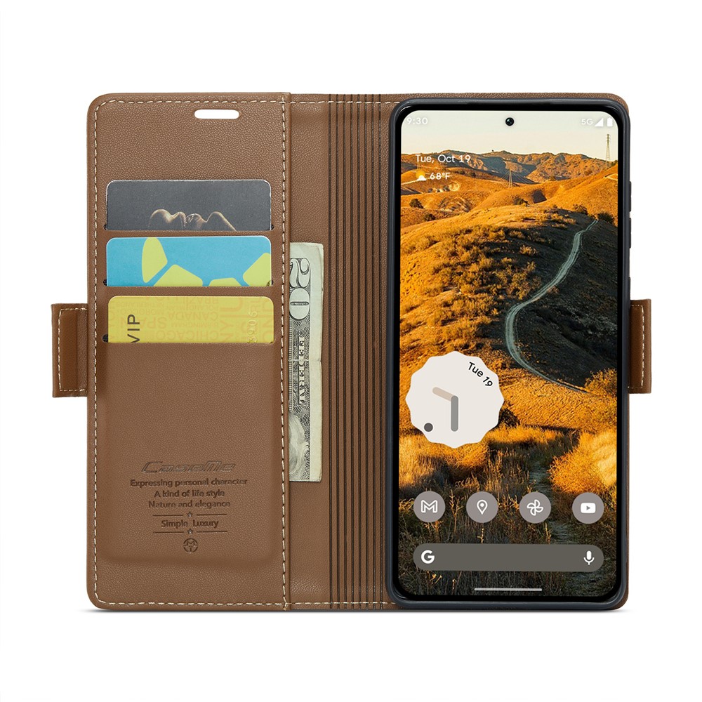 Google Pixel 9 Pro XL CASEME Wallet Magnetic Leather Case Cover, Brown | Telefona Vāciņš Maciņš Apvalks Grāmatiņa (4)