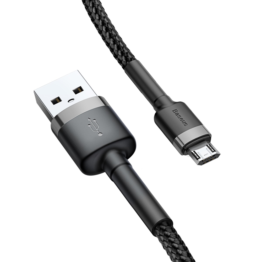 Кабель Baseus Cafule USB-A / micro USB 2.4A 1м, черно-серый