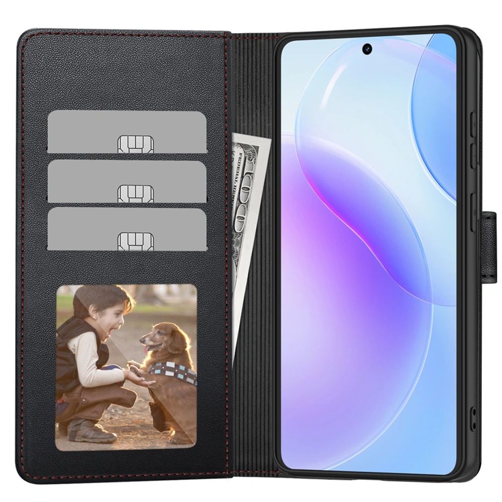 Samsung Galaxy A57 (SM-A576B/DS) Tech-Protect Wallet Book Case Cover, Black and Red