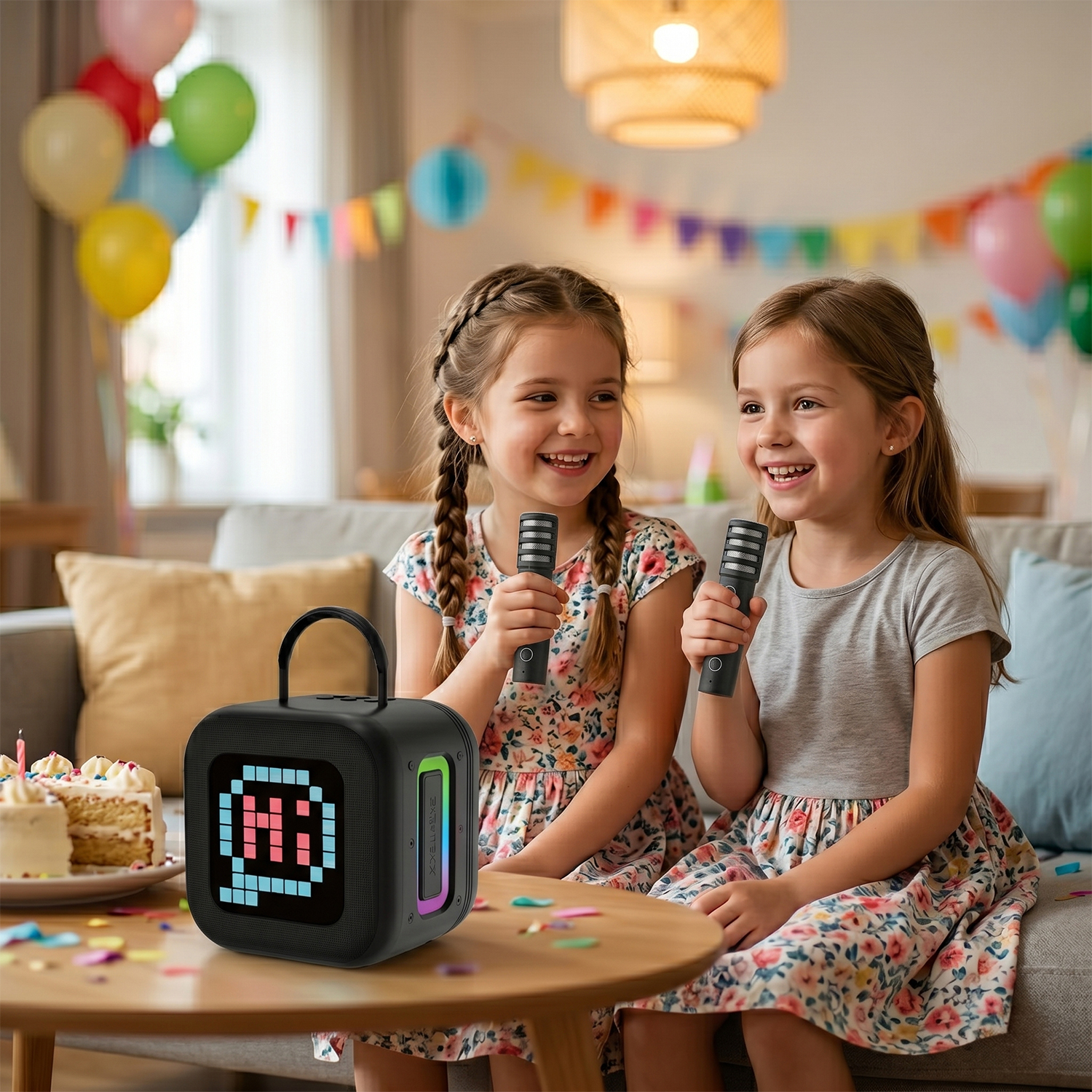 Pārnēsājamais Bluetooth skaļrunis Blavec WS-09 Karaoke Fun, 10W ar 2 mikrofoniem un displeju, melns