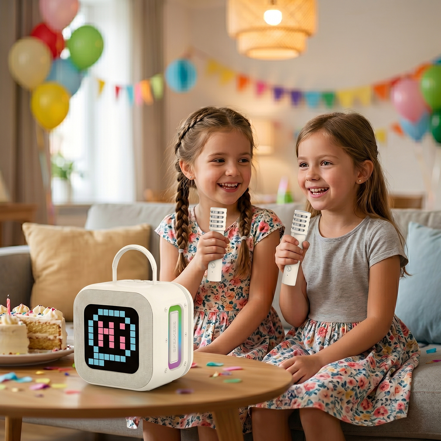 Blavec WS-09 Karaoke Fun pārnēsājamais Bluetooth skaļrunis 10W ar 2 mikrofoniem, bēšs