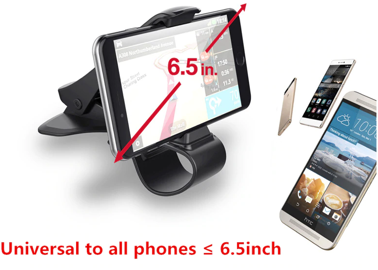 Car Dashboard Phone Holder with Clip, Black