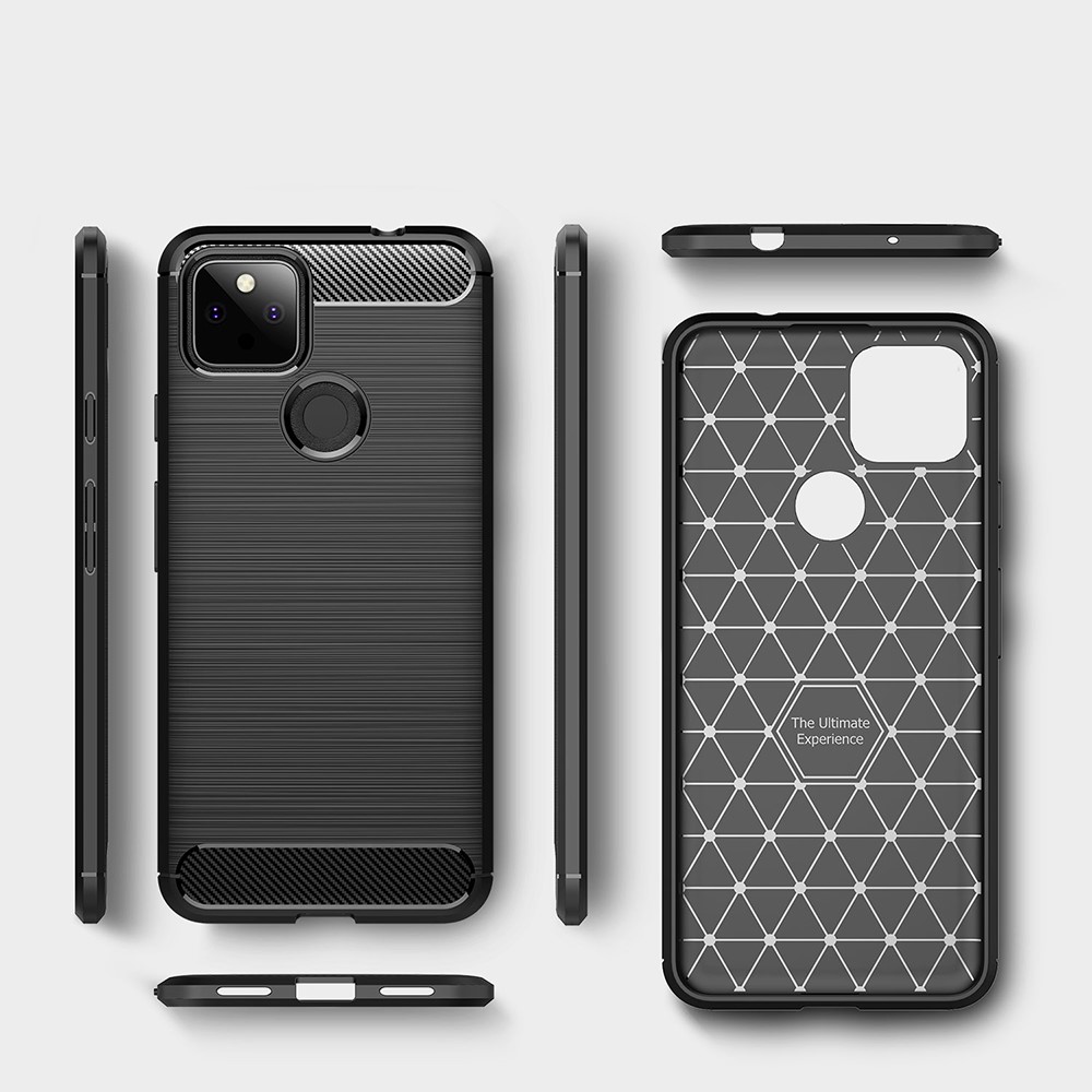 Google Pixel 5a 5G Carbon Flexible Cover TPU Case, Black (4)