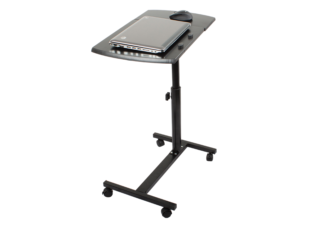 Portable Adjustable Laptop Desktop Table Book Stand on Wheels, Black