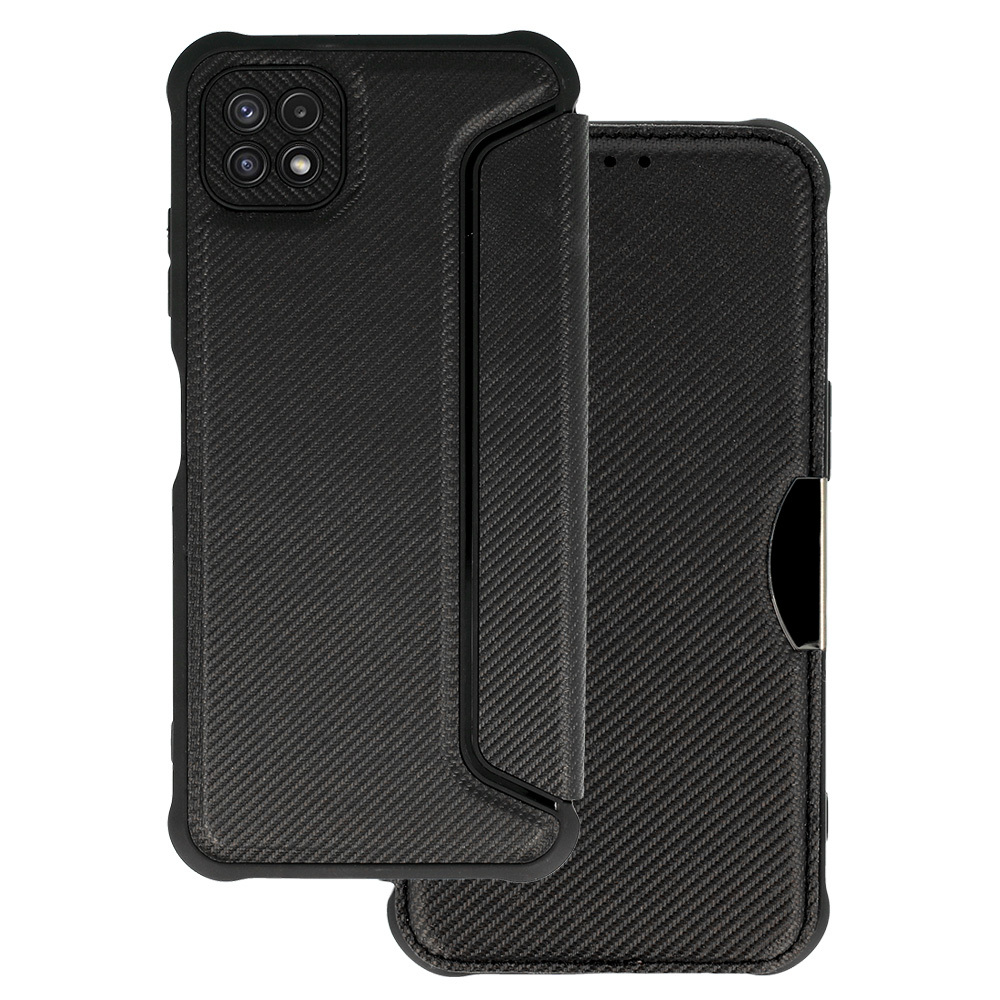 Samsung Galaxy A22 5G (SM-A226B) Razor Carbon Book Case Cover Wallet, Black | Telefona Maciņš Vāciņš Apvalks...