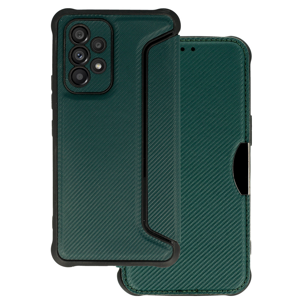 Samsung Galaxy A33 5G (SM-A336) Razor Carbon Book Case Cover Wallet, Green | Telefona Maciņš Vāciņš Apvalks...