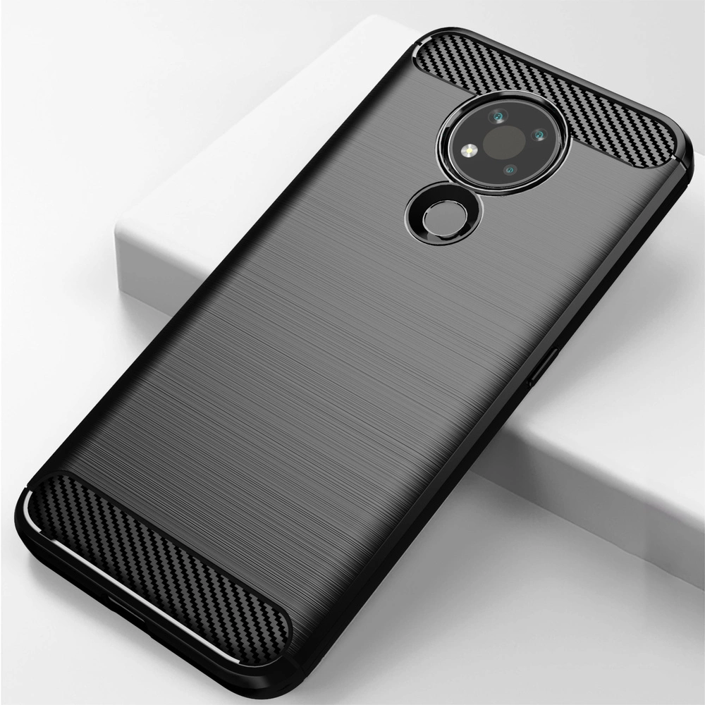 Nokia 3.4 Carbon Fiber TPU Protective Case Cover, Black | Чехол Обложка Бампер Кабура