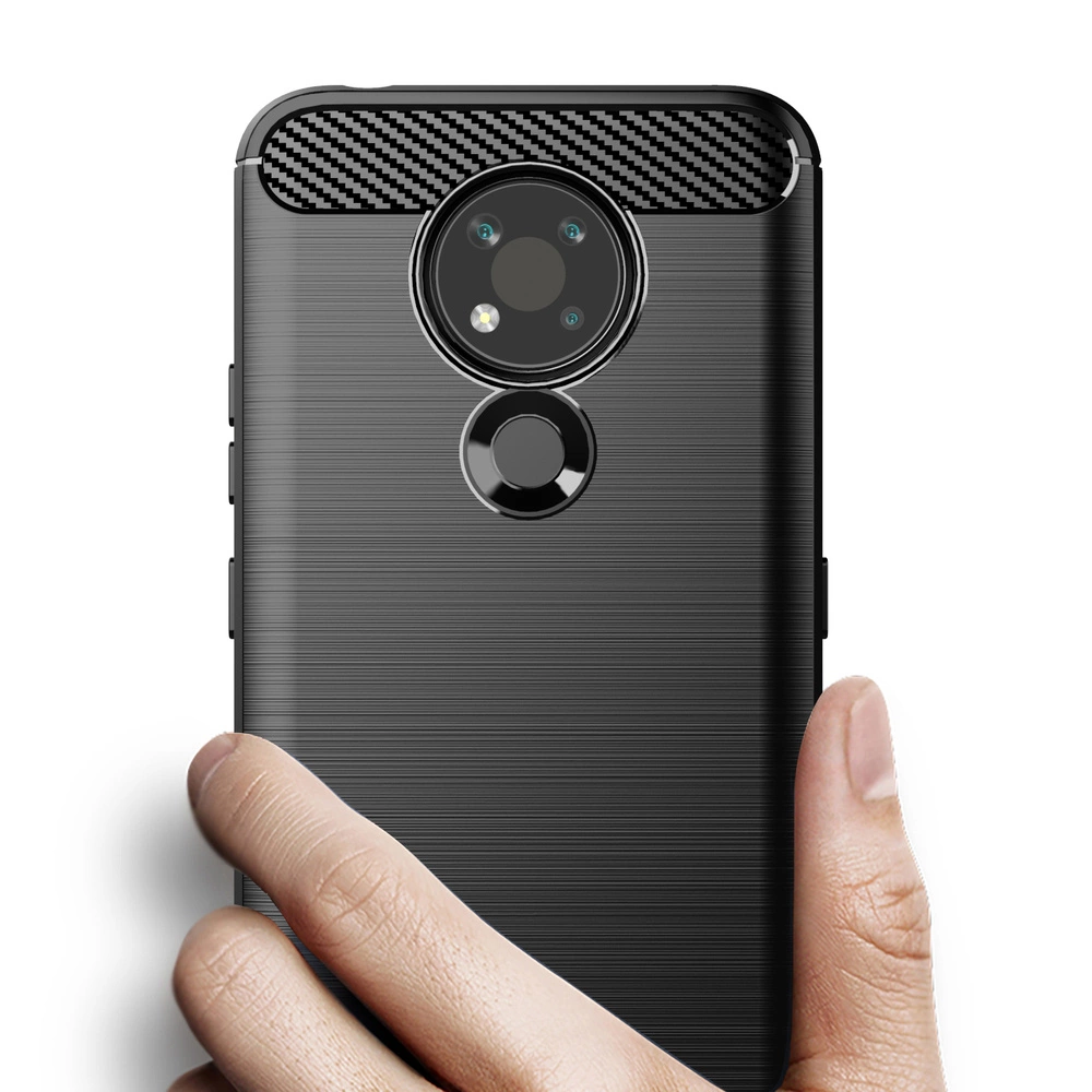 Nokia 3.4 Carbon Fiber TPU Protective Case Cover, Black | Чехол Обложка Бампер Кабура