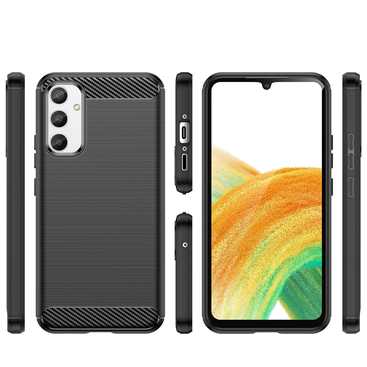 Samsung Galaxy A34 (SM-A346) Carbon Fiber TPU Protective Case Cover, Black