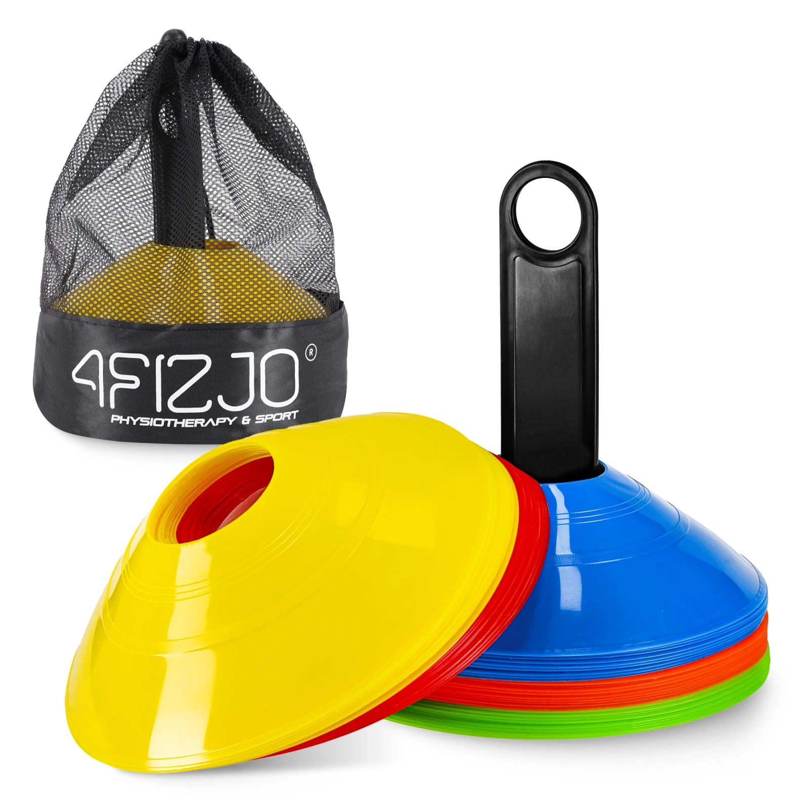 4FIZJO Plastmasas Sporta Konusi Riņķi Treniņiem, 50 gb. komplekts, Daudzkrāsaini | Plastic Sports Training Cones