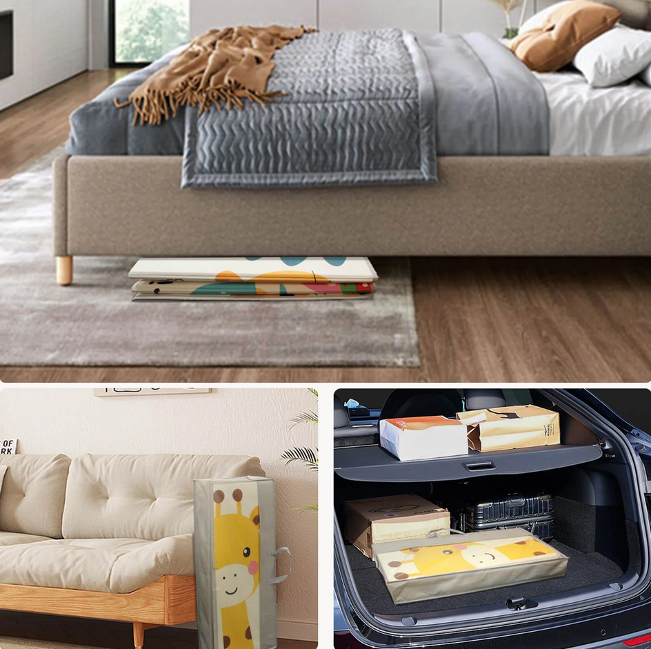 Double-sided Foldable Foam Play Mat Pad Rug for Kids, Words/Giraffe, 198x179cm