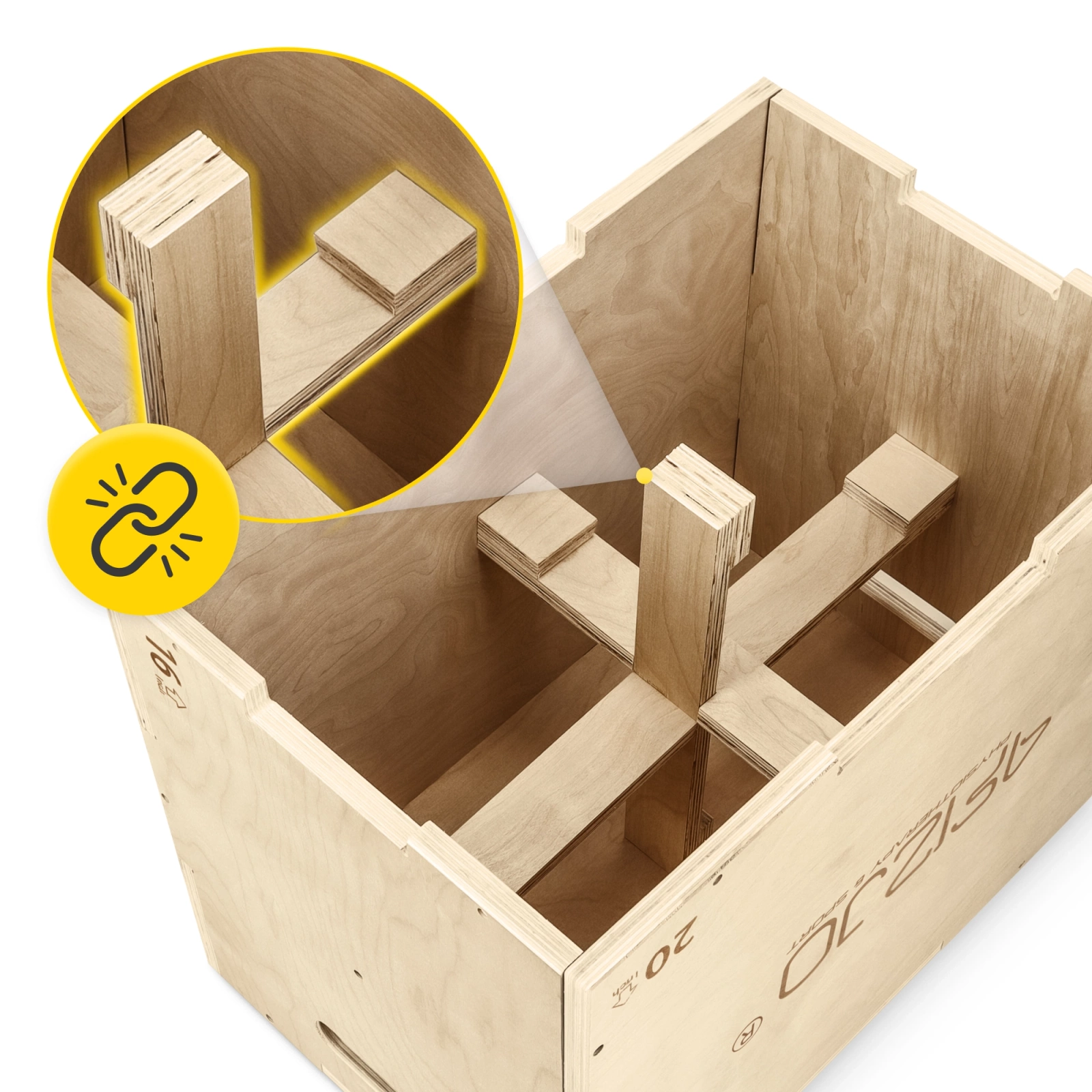 4FIZJO Wooden 3-in-1 Plyometric Box for Jump Training 50 x 75 x 60 cm