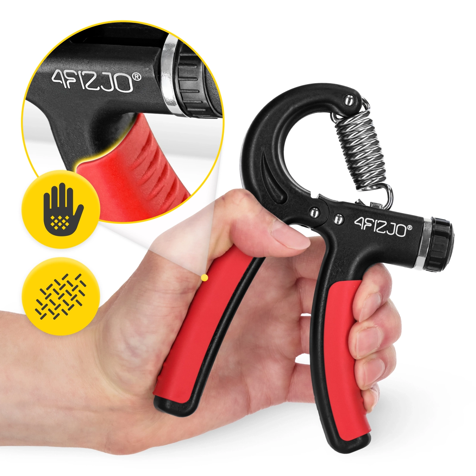 4Fizjo Adjustable Hand Grip Strengthener 10-40 kg, Black/Red