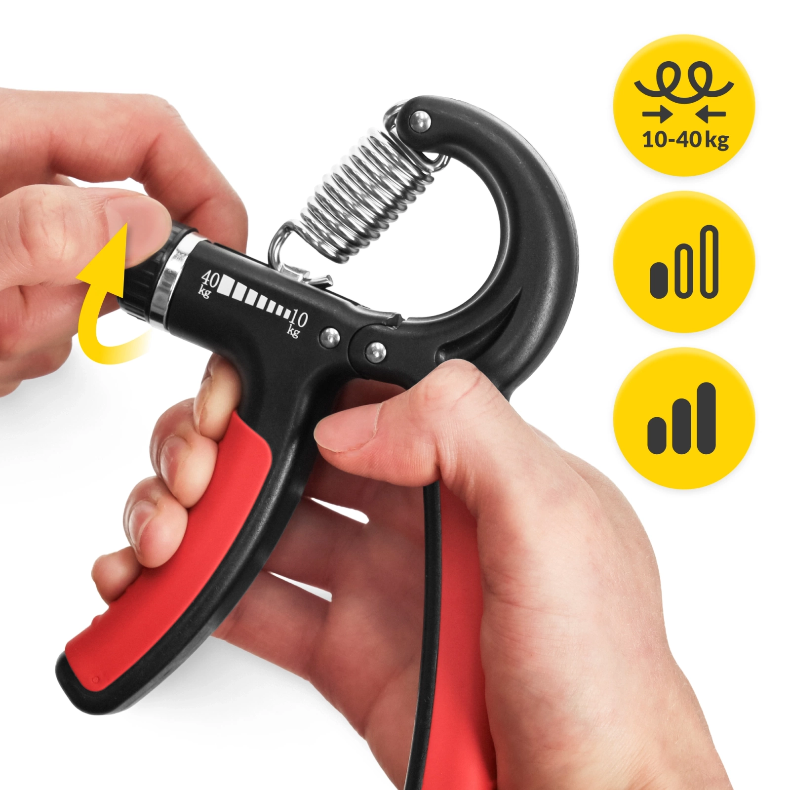 4Fizjo Adjustable Hand Grip Strengthener 10-40 kg, Black/Red