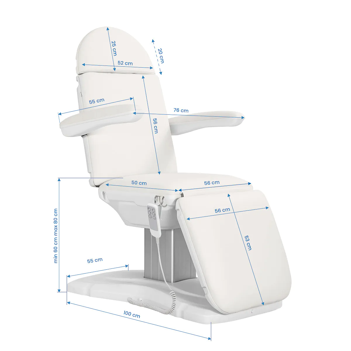 Sillon Eclipse Electric Beauty Chair, 3 Motors, White