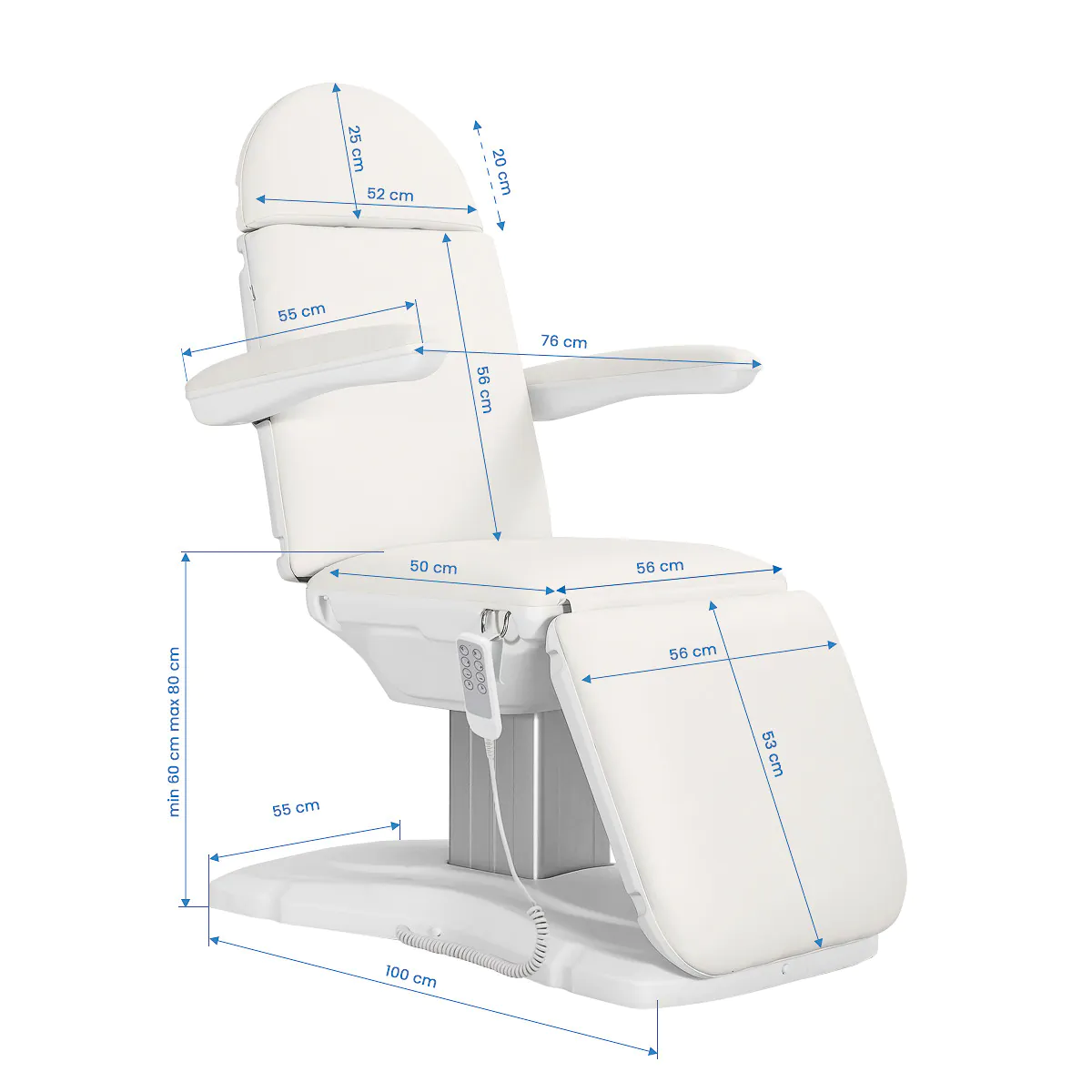 Электрическое косметологическое кресло Sillon Eclipse, 4 мотора, белое