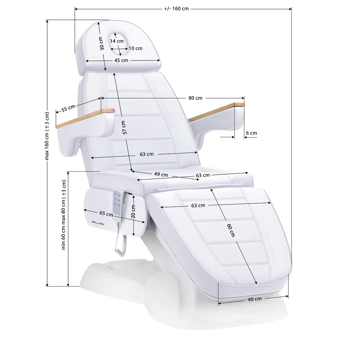 Elektriskais kosmetoloģiskais krēsls Sillon Lux 273B, auksti balts