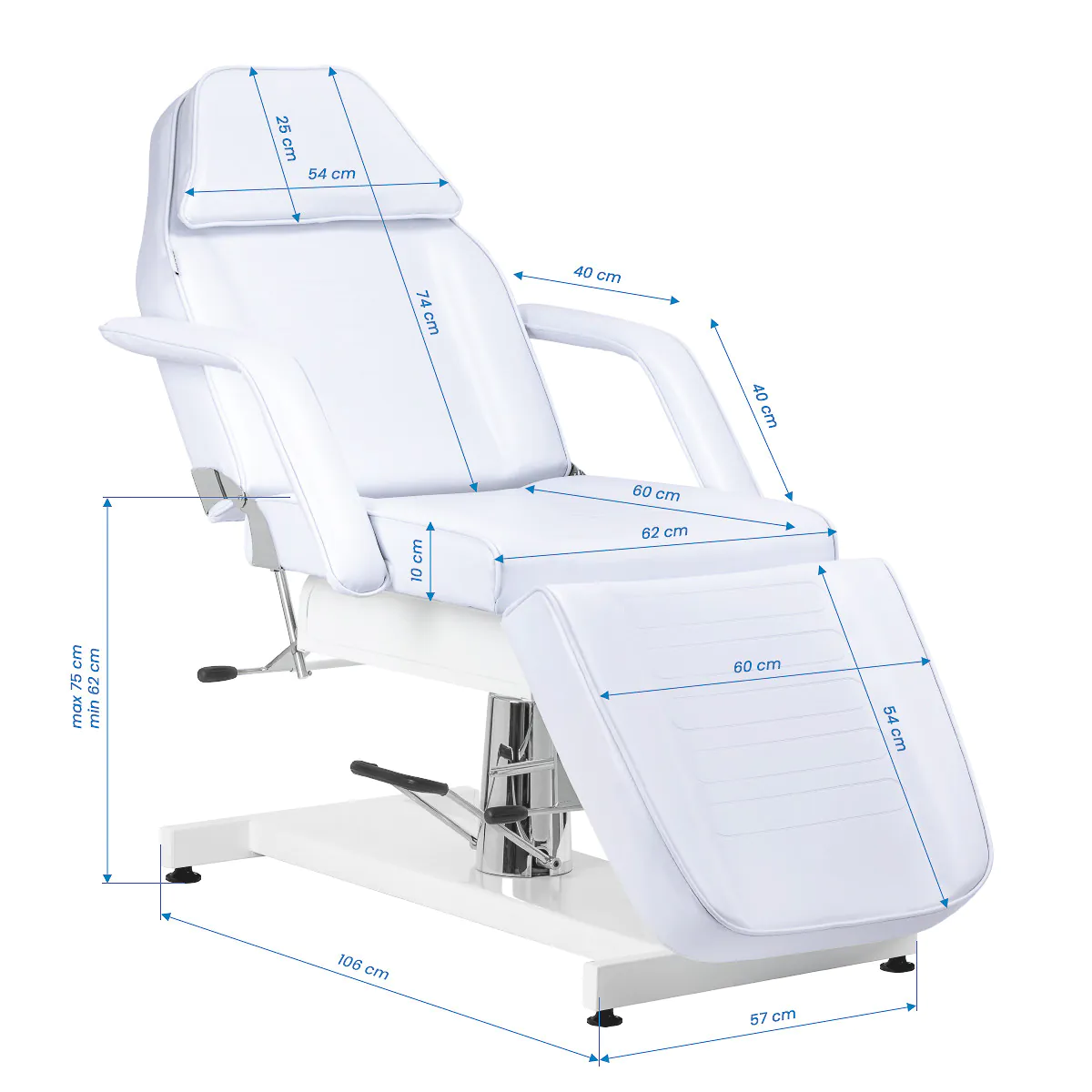 Hidrauliskais kosmetoloģiskais krēsls Sillon V2 210, auksti balts