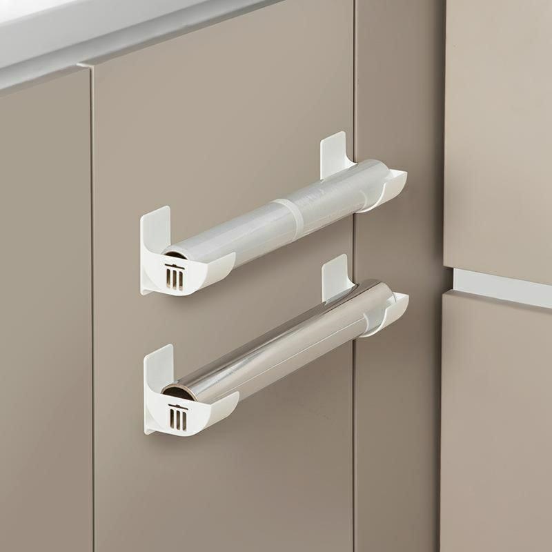 Self-Adhesive Wall-Mounted Garbage Bag Holder, 2 Pack, White