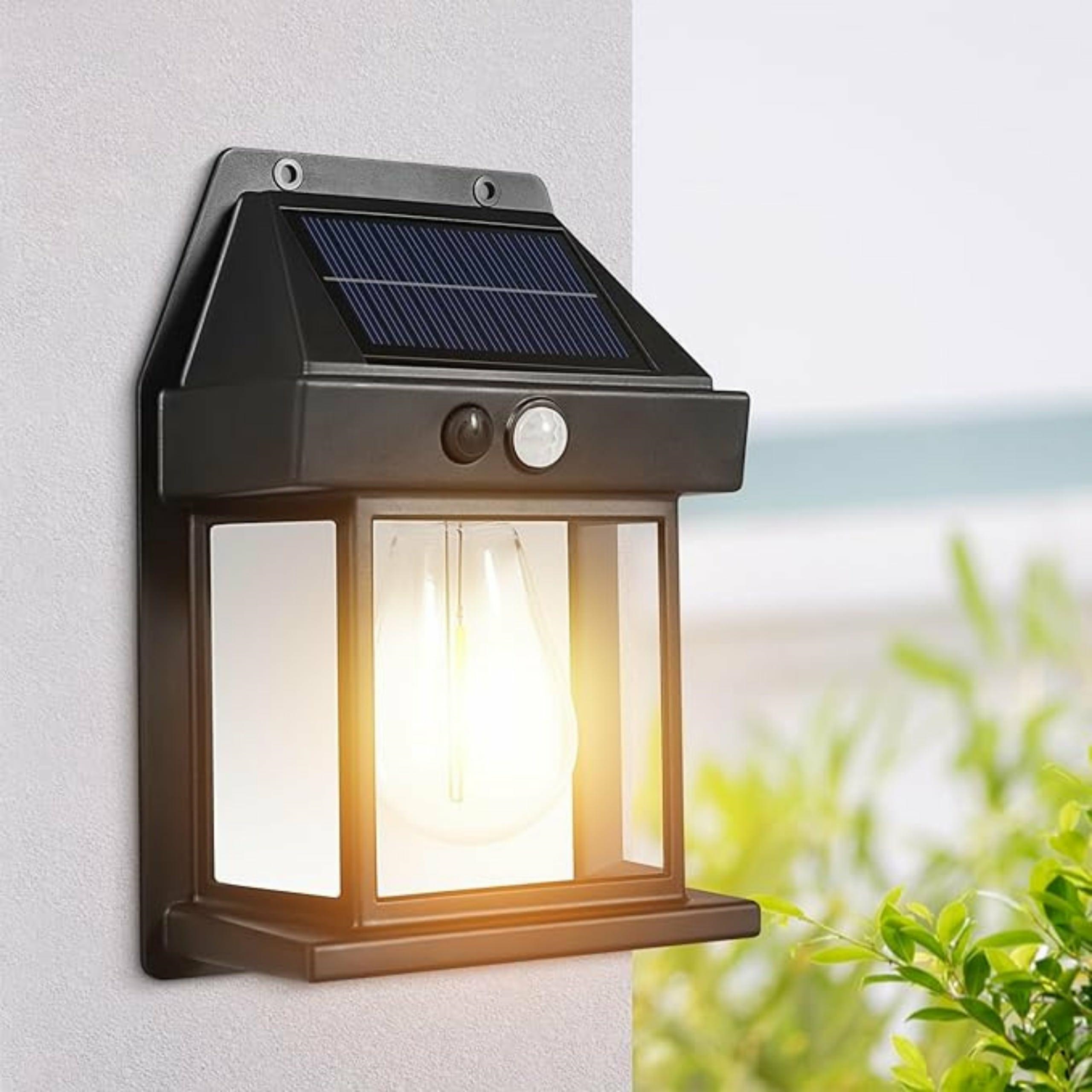 Solar Powered LED Wall Light with Motion Sensor, Black