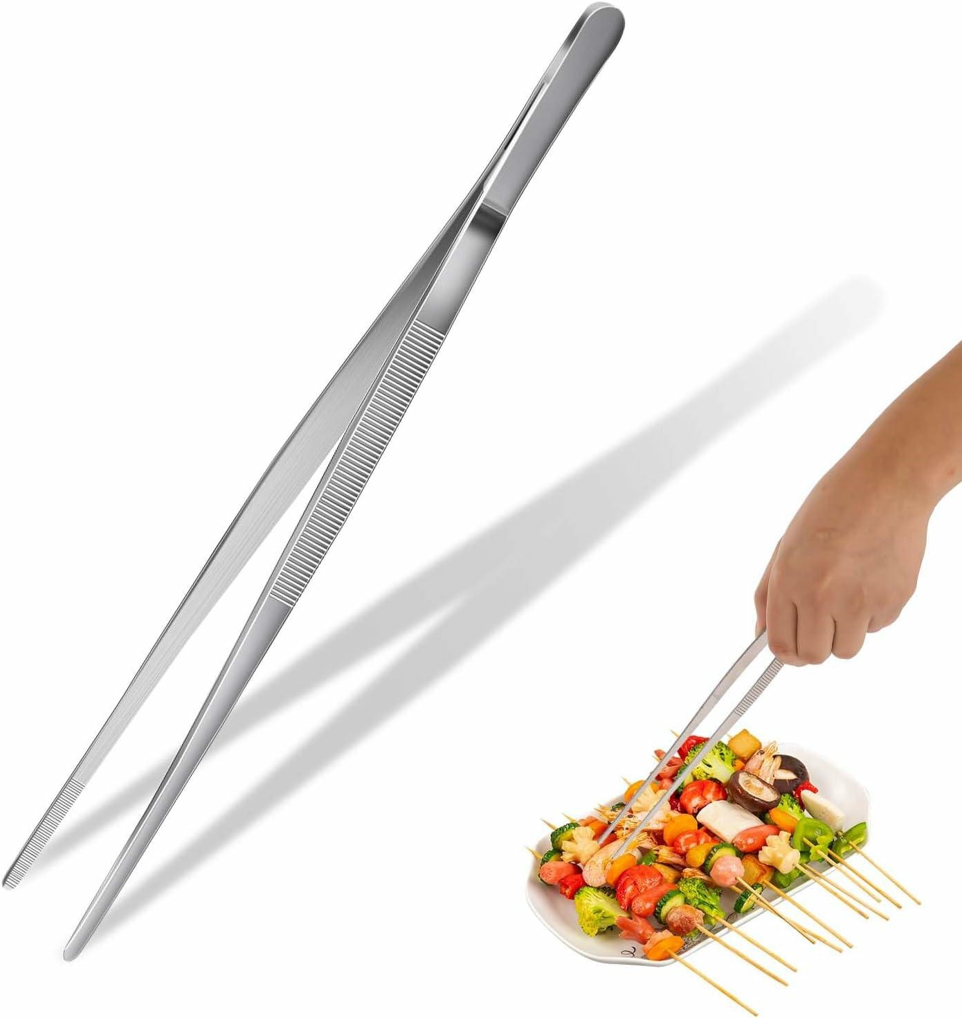 Professional Stainless Steel Kitchen Tweezers for Cooking, 18 cm