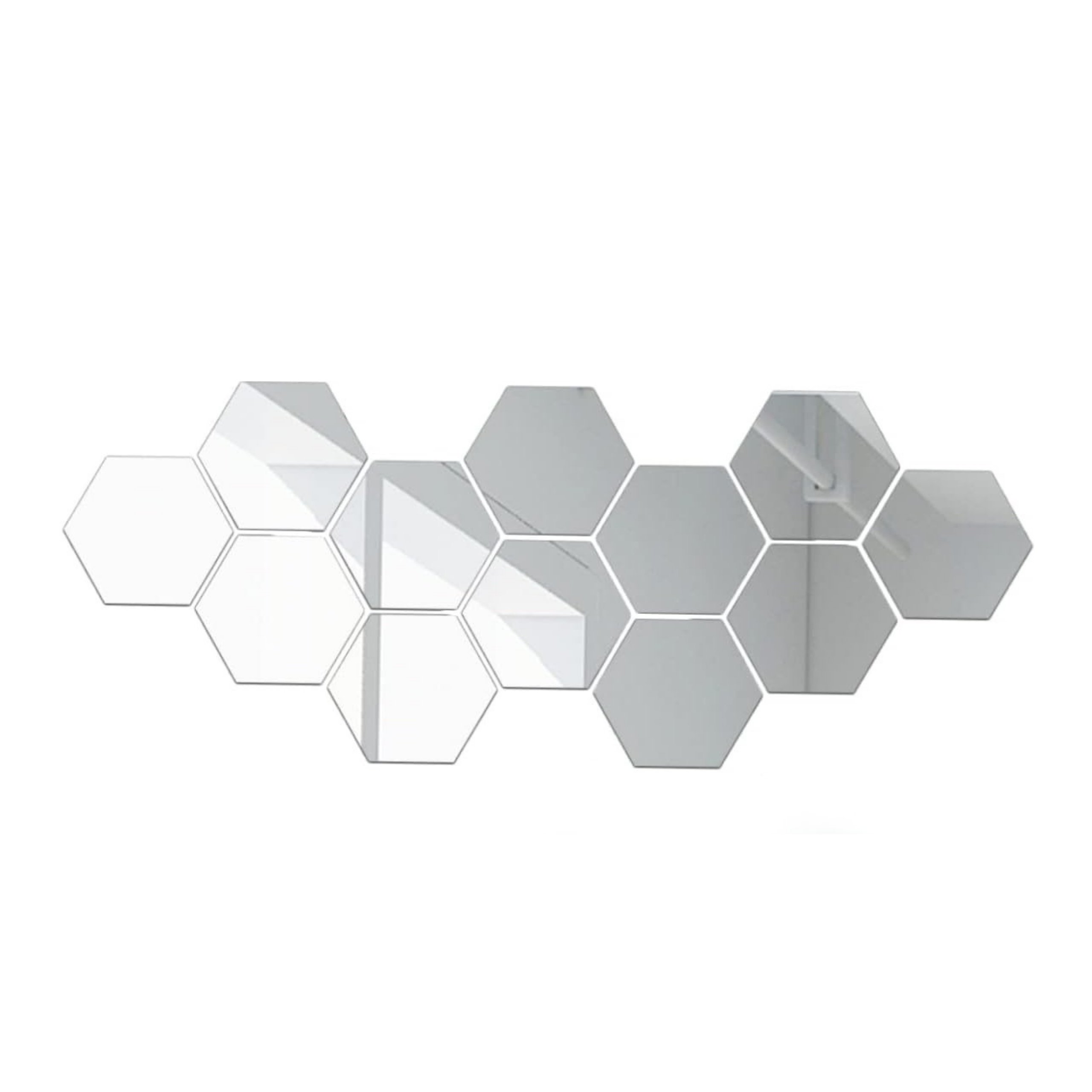 Acrylic Mirror Hexagon Wall Stickers 11x11 cm, 12 Pcs