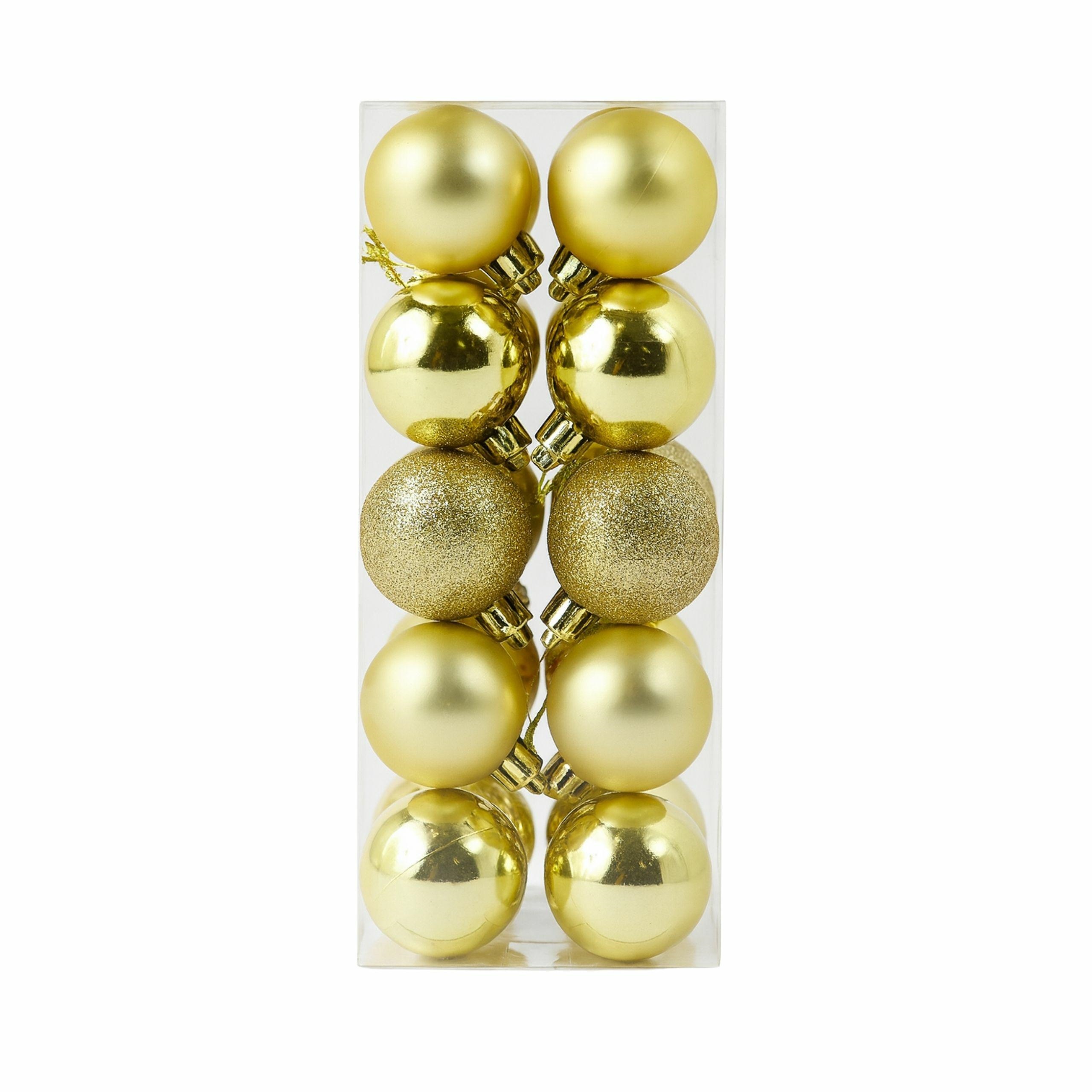 Christmas Ornaments Set of 20 4cm Shatterproof Balls, gold