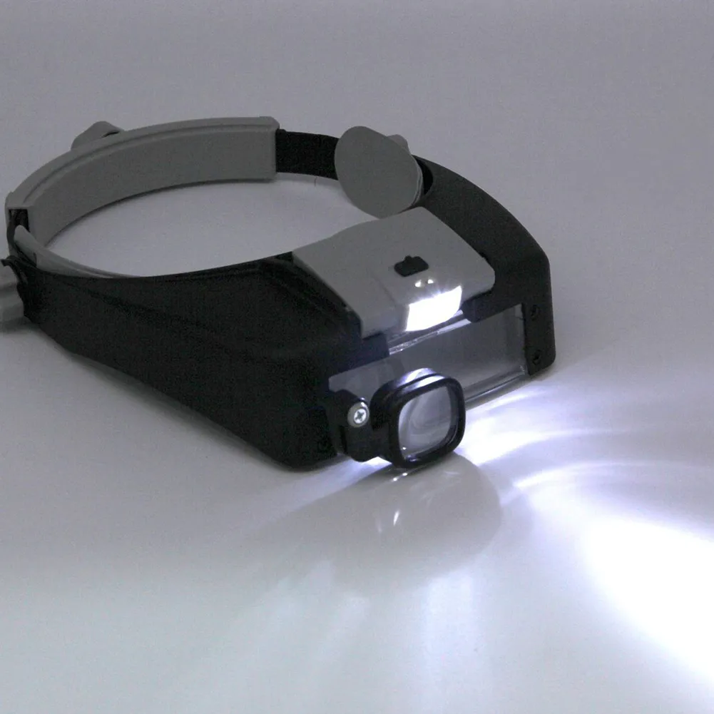 Head Magnifier with 2 LED Lights, 1.5X - 17X Magnification