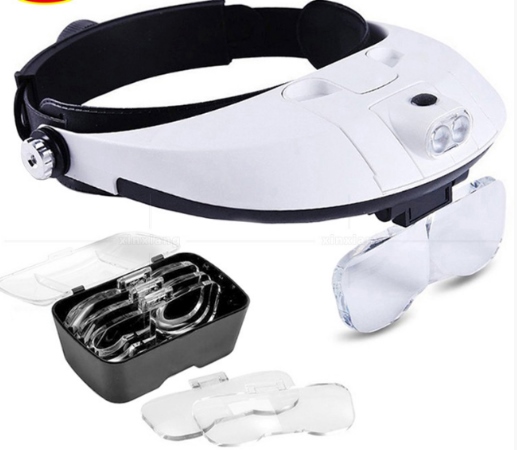 Headband Magnifier with LED Light and 5 Lenses