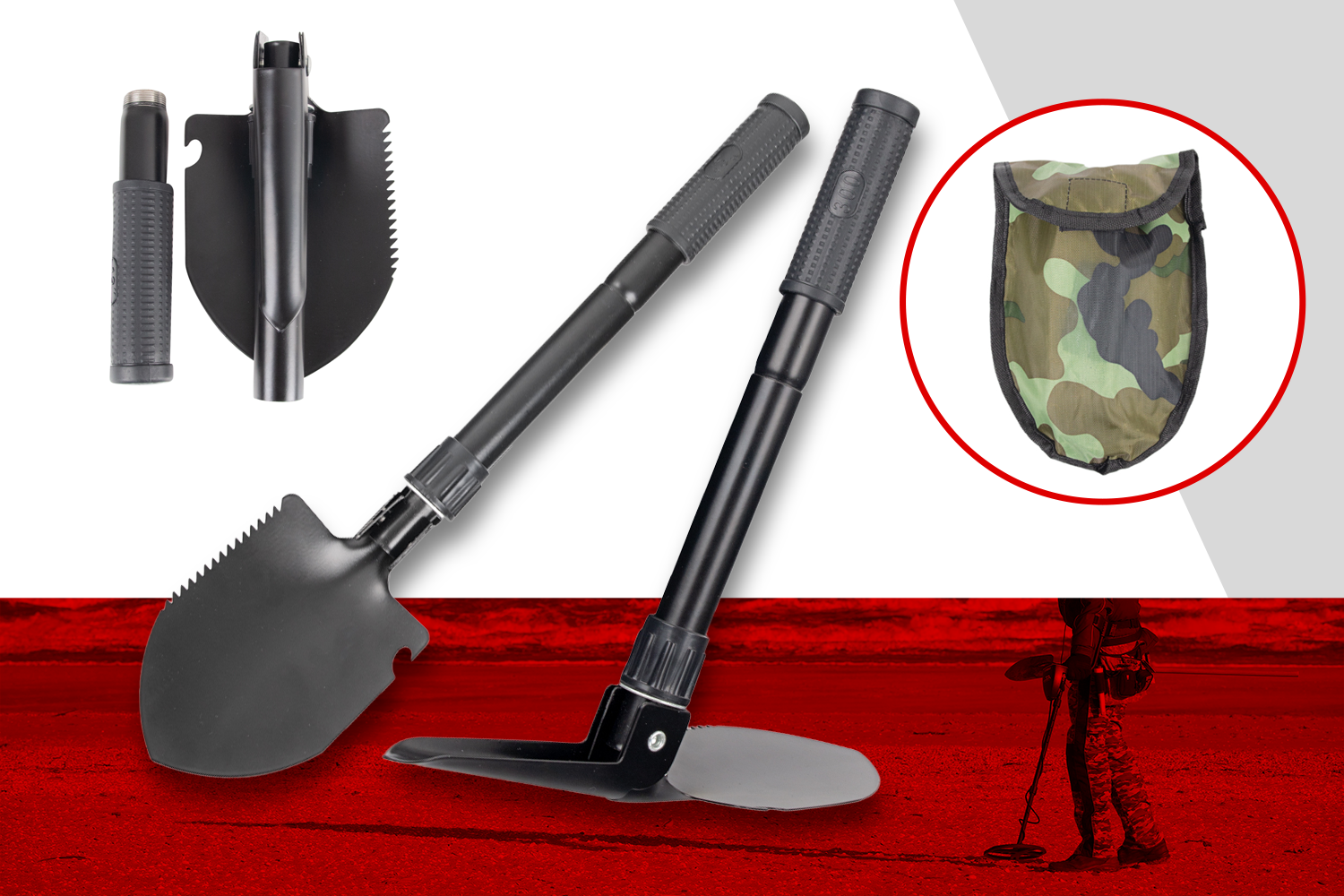 Multifunkcionāla Saliekama Izdzīvošanas Sapiera Lāpsta Nazis Skruvgriezis 6in1 | Multifunctional Folding Sapper...
