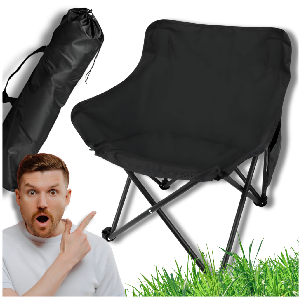 Folding Fishing Tourist Camping Chair Strong With Backrest And Pocket Cover